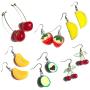 3D Fruit Earrings Strawberry Earrings Cherry Earrings Orange Earrings Avocado Earrings Food Fun Weird Funny Cute Quirky Lesbian Aesthetic Jewelry Earrings Set for Girl Women