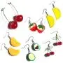 3D Fruit Earrings Strawberry Earrings Cherry Earrings Orange Earrings Avocado Earrings Food Fun Weird Funny Cute Quirky Lesbian Aesthetic Jewelry Earrings Set for Girl Women