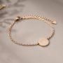 THREE KEYS JEWELRY Rose Gold Initial Bracelet for Girls Gifts Stainless Steel Dainty Coin Name Initial Charm Bracelet Alphabet Letter Pendant Initial Bracelets for Women with Initial
