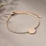 THREE KEYS JEWELRY Rose Gold Initial Bracelet for Girls Gifts Stainless Steel Dainty Coin Name Initial Charm Bracelet Alphabet Letter Pendant Initial Bracelets for Women with Initial