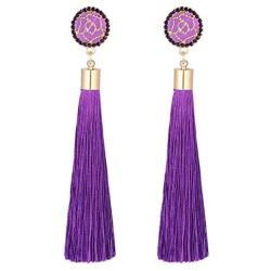 Zealmer Rose Flower Long Thread Tassel Drop Earrings for Women