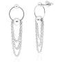Unique Loops Dangling Chains .925 Sterling Silver Post Drop Earrings