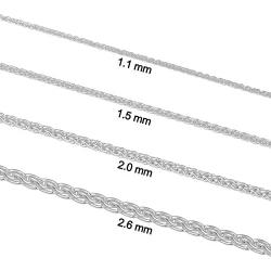 Kooljewelry Sterling Silver Round Wheat Chain Necklace (1.1 mm, 1.5 mm, 2 mm or 2.6 mm)