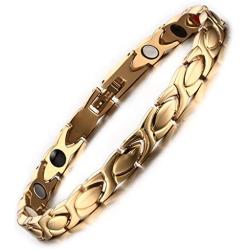 Elegant Titanium Stainless Steel Magnetic Bracelet for Women 8.5'' Adjustable with Free Link Remove Tool