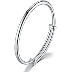 GUIJI Bracelet 999 Fine Jewellery Sterling Silver Bangles Size Adjustable Lady Women Jewelry Box