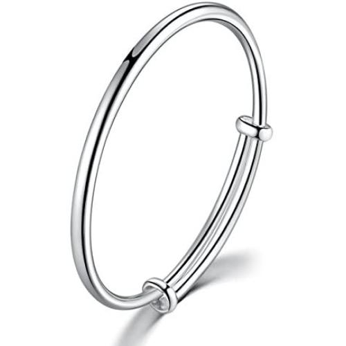 GUIJI Bracelet 999 Fine Jewellery Sterling Silver Bangles Size Adjustable Lady Women Jewelry Box