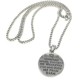 Blazing Autumn Necklace/Guardian Angel Reversible Pendant Necklace with Prayer Inscription, 18''