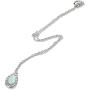 Sterling Silver Genuine or Synthetic Gemstone Teardrop Halo Short Choker Necklace with CZ Accents