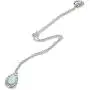 Sterling Silver Genuine or Synthetic Gemstone Teardrop Halo Short Choker Necklace with CZ Accents Sterling Silver Genuine or Synthetic Gemstone Teardrop Halo Short Choker Necklace with CZ Accents