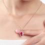 Brishow Fashion Wedding Bride Rose Gold Pendant Necklace Chain Red Rhinestone Flower Pendant Necklaces Crystal Bridal Chains Jewelry Accessories for Women and Girls