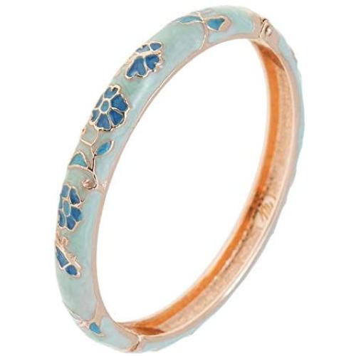 UJOY Bracelets Multicolor Golden Floral Butterfly Enamel Indian Jewelry Handmade Open Cuff Bangle for Women 55B30