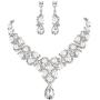 EVER FAITH Austrian Crystal Simulated Pearl Bridal Teardrop Necklace Earrings Set Clear Silver-Tone