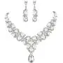 EVER FAITH Austrian Crystal Simulated Pearl Bridal Teardrop Necklace Earrings Set Clear Silver-Tone EVER FAITH Austrian Crystal Simulated Pearl Bridal Teardrop Necklace Earrings Set Clear Silver-Tone