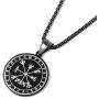 HZMAN Mens Norse Vegvisir RUNE Runes Amulet Pendant Celtic Pagan Stainless Steel Viking Talisman Necklace