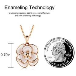 AllenCOCO 18K Gold Plated Enamel Rose Flower Pendant Necklace for Women