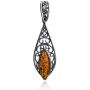 Sterling Silver Amber Filigree Earrings and Pendant Set 18''