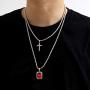 Ingemark Cross Birthstone Gem Pendant Necklace Trendy Silver Chain Choker Necklace Set