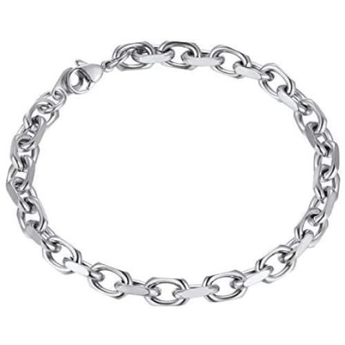ChainsPro Oval Rolo Cable Chain Bracelet,6/8/11MM Width,19/21CM,316L Stainless Steel/18K Gold Tone (Send Gift Box)