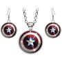 Wearable Treasures Captain America Necklace, The Avengers Jewelry, Shield Pendant, Superhero Earrings Gifts Gift, Geek Geeky Present Presents