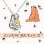 MONGAS Sloth Jewelry Gifts Sloth Sunflower Necklace 925 Sterling Silver Jewelry for Women