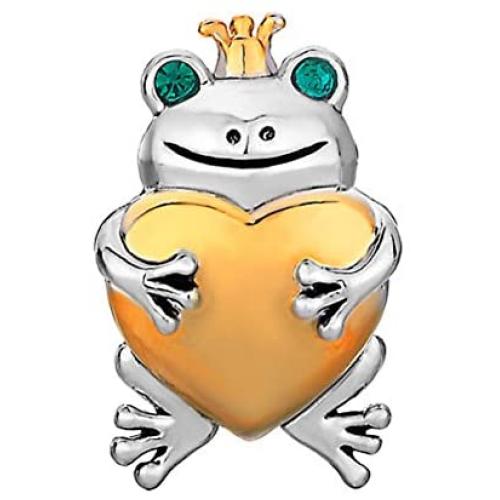 ReisJewelry Frog Hold Heart Charm Fairy Tale Animal Charms Beads for Bracelets