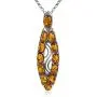 Amber Sterling Silver Oval Pendant Necklace Chain 18''