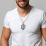 FIBO STEEL Vintage Cross Pendant Necklaces Punk Accent Shield Ring Ankh Cross Necklace for Men Women Stainless Steel Rolo Chain Mens Crucifix Necklace Jewelry Gift