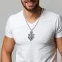 FIBO STEEL Vintage Cross Pendant Necklaces Punk Accent Shield Ring Ankh Cross Necklace for Men Women Stainless Steel Rolo Chain Mens Crucifix Necklace Jewelry Gift