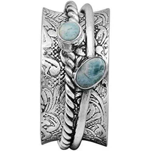 Spinner Ring !! 925 Sterling Silver Larimar Gemstone Meditation Ring, Anxiety Ring, Worry Band Spinner Ring !! 925 Sterling Silver Larimar Gemstone Meditation Ring, Anxiety Ring, Worry Band