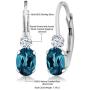 Gem Stone King Sterling Silver London Blue Topaz and White Sapphire Leverback 3/4 Inch Earrings 1.18 cttw Gemstone Birthstone