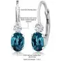 Gem Stone King Sterling Silver London Blue Topaz and White Sapphire Leverback 3/4 Inch Earrings 1.18 cttw Gemstone Birthstone Gem Stone King Sterling Silver London Blue Topaz and White Sapphire Leverback 3/4 Inch Earrings 1.18 cttw Gemstone Birthstone
