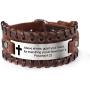 fishhook Religious Bracelet Fashion Engraved Inspirational Motivational Bible Verses Christian Leather Cuff Bangle Bracelet for Men Boys Women