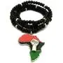 GWOOD Power Fist Over Pan African Africa Pendant with 32 Inch Wood Bead Necklace GWOOD Power Fist Over Pan African Africa Pendant with 32 Inch Wood Bead Necklace