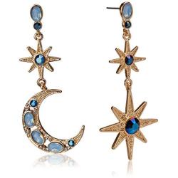 Betsey Johnson Womens Moon and Star Drop Earrings