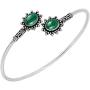 Natural Tiger Eye Malachite Moonstone Bangle 7x9mm Oval Shape Gemstone 925 Silver Overlay Handmade Cuff Bangle Jewelry