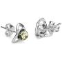 Green Amber Sterling Silver Celtic Small Stud Earrings
