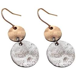 Gmillions Disc Dangle Drop Earrings Long Hoops Geometric Round Curved Filled Everyday Jewelry for Women