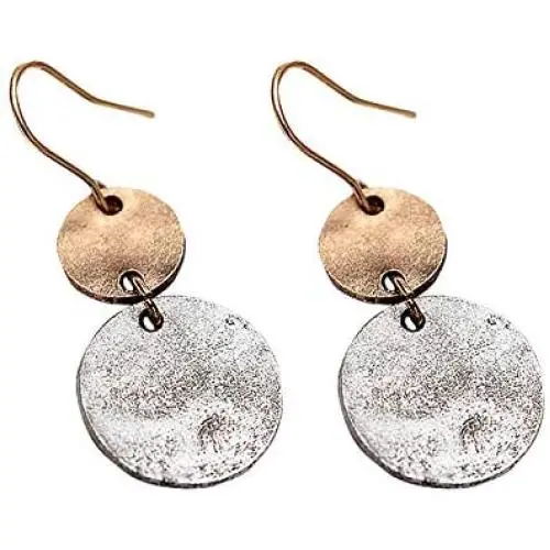 Gmillions Disc Dangle Drop Earrings Long Hoops Geometric Round Curved Filled Everyday Jewelry for Women