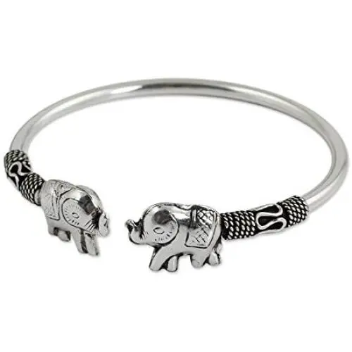 NOVICA .925 Sterling Silver Animal Cuff Bracelet Proud Elephant NOVICA .925 Sterling Silver Animal Cuff Bracelet Proud Elephant