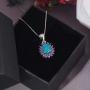 CiNily 14K White Gold Plated Opal Pendant Necklace-Flower/Oval Shap Necklace Gemstone Women Girls Jewelry Gift