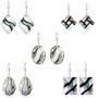 FM FM42 Womens Shell Rhombus Square Rectangle Teardrop Oval Shape Charm Drop Hook Earrings Pendant Necklace Jewelry Set