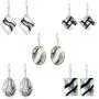 FM FM42 Womens Shell Rhombus Square Rectangle Teardrop Oval Shape Charm Drop Hook Earrings Pendant Necklace Jewelry Set