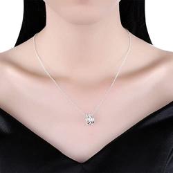 Kebaner Women 925 Sterling Silver Plated Crown Princess Pendant Necklace Austrain Crystal Jewelry