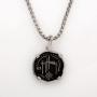 Guy Harvey Shark Medallion Black Enamel in Sterling Silver on a Durable 22'' Necklace Box Chain