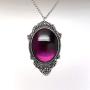 Purple Cabochon in Antiqued Silver Finish Pewter Frame Pendant Necklace