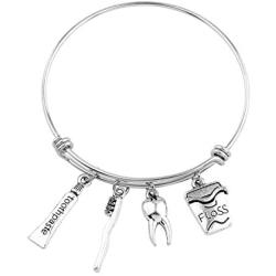 SEIRAA Dentist Bracelet Dental Hygienist Gift Expandable Wire Bangle Appreciation Gift for Dentist