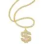 2 Pieces Gold/Silver Plated Chain for Men with Dollar Sign Pendant Necklace, Hip Hop Dollar Necklace