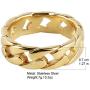 HZMAN Mens Stainless Steel 7mm Wide Band Cuban Link Chain Ring, 5 Colour