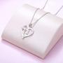 Sterling Silver Cute Animal Rainbow Unicorn Elephant Horse Squirrel in Heart Pendant Necklace for Women Girlfriend Gift