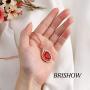 Brishow Fashion Wedding Bride Rose Gold Pendant Necklace Chain Red Rhinestone Flower Pendant Necklaces Crystal Bridal Chains Jewelry Accessories for Women and Girls